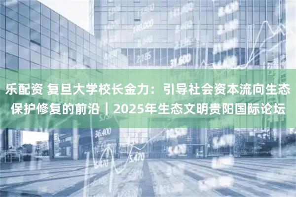 乐配资 复旦大学校长金力：引导社会资本流向生态保护修复的前沿｜2025年生态文明贵阳国际论坛